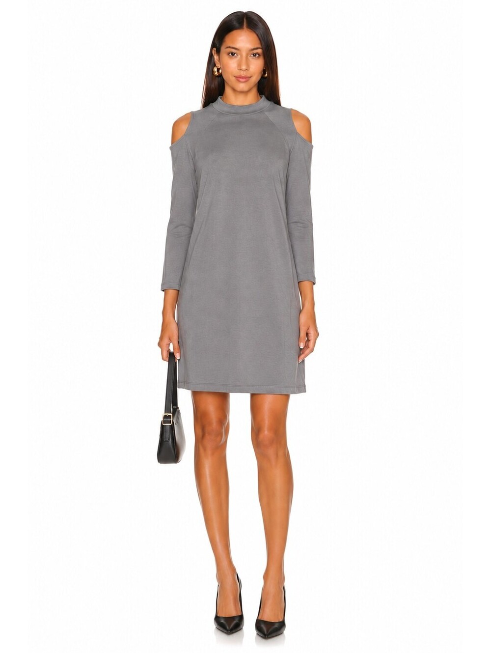 Dynamite Gray Cold Shoulder Mock Neck Mini Dress Size XS